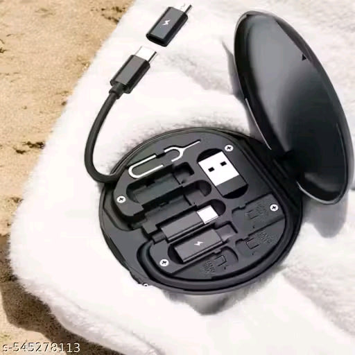 All in One 60W USB Fast Charging Travel Data Cable Set Type C, Lightening and Micro USB Port Inbuilt Mobile Stand Compatible with i, i-Pad, Samsangg, ReallMi & All Other Android Phones pack of 1