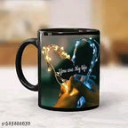 Moms Creator "Heart Loving Couple Coffee Mug with square keychain /Cup for Birthday Gift with square keychain - Black, Ceramic Mugs, 350ml" with square keychain
