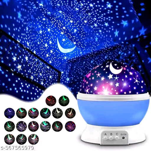 Star Master Rotating 360 Degree Moon Night Light Lamp Projector with Colors, 9 Colour 4 Led Rotation Baby Sleep Lighting USB Lamp and USB Cable, Lamp for Kids Room  Night Bulb
