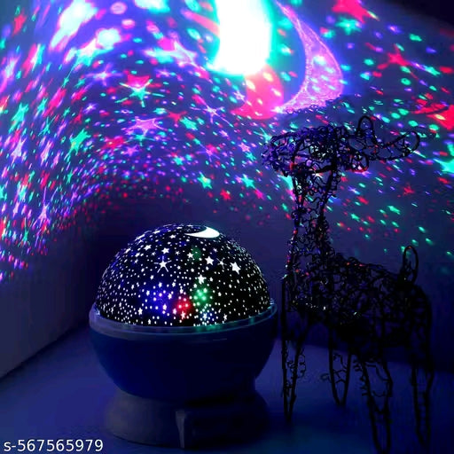 Star Master Rotating 360 Degree Moon Night Light Lamp Projector with Colors, 9 Colour 4 Led Rotation Baby Sleep Lighting USB Lamp and USB Cable, Lamp for Kids Room  Night Bulb