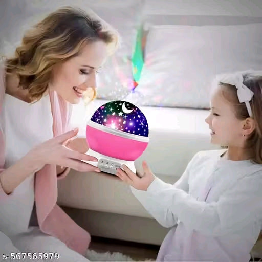 Star Master Rotating 360 Degree Moon Night Light Lamp Projector with Colors, 9 Colour 4 Led Rotation Baby Sleep Lighting USB Lamp and USB Cable, Lamp for Kids Room  Night Bulb